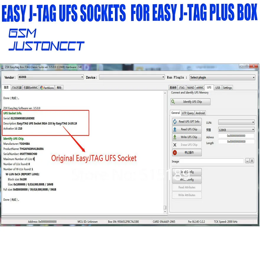 Легкий Jtag Plus box UFS BGA153 розетки для легкой j tag plus box|Детали устройств связи| |