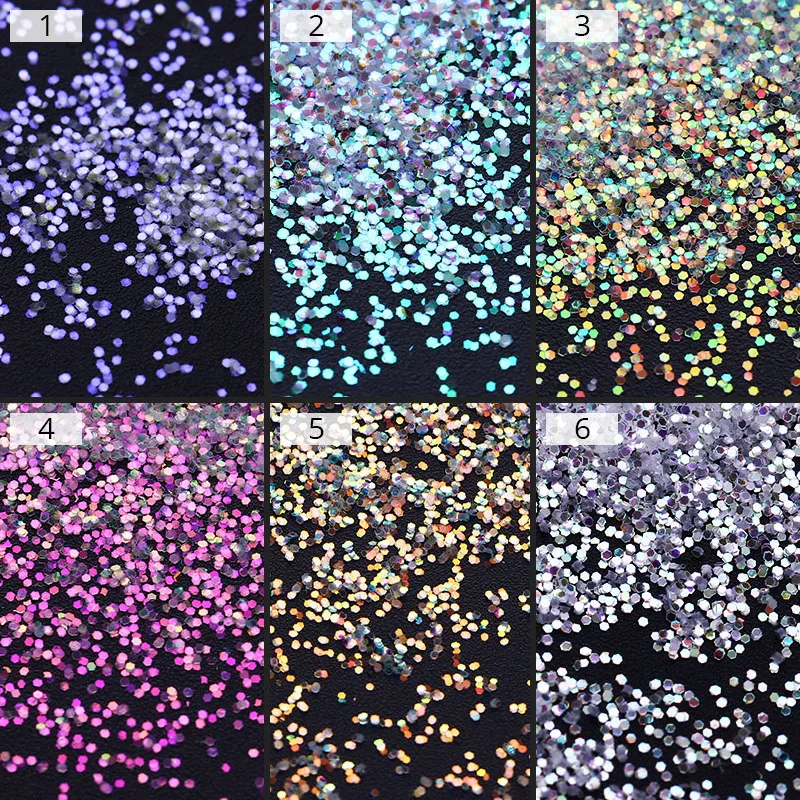 6Pcs Chameleon Nail Glitter AB Color Super Shiny Nail Art Sequins Flakes Nail Art Paillettes Powder UV Gel Nail Dipping