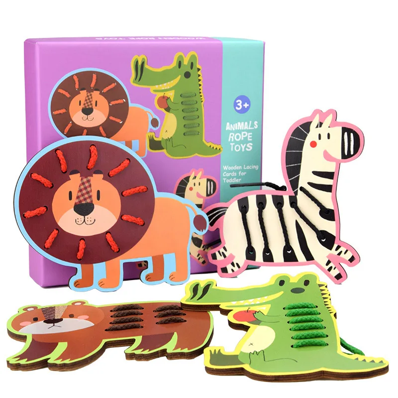 DDWE бусы игрушки животные/Фрукты DIY резные бусины игрушки Creativel Искусство и ремесла для детей деревянная обучающая игрушка для Детские