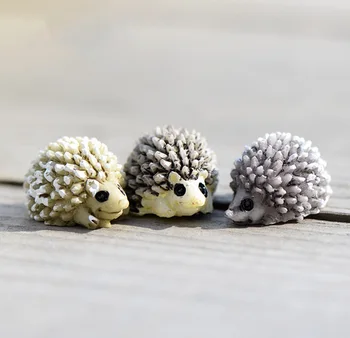 

2pc Simulation Hedgehog Figurine Miniature Statue Decoration mini fairy garden Micro Landscape Cartoon animal resin craft TNA082