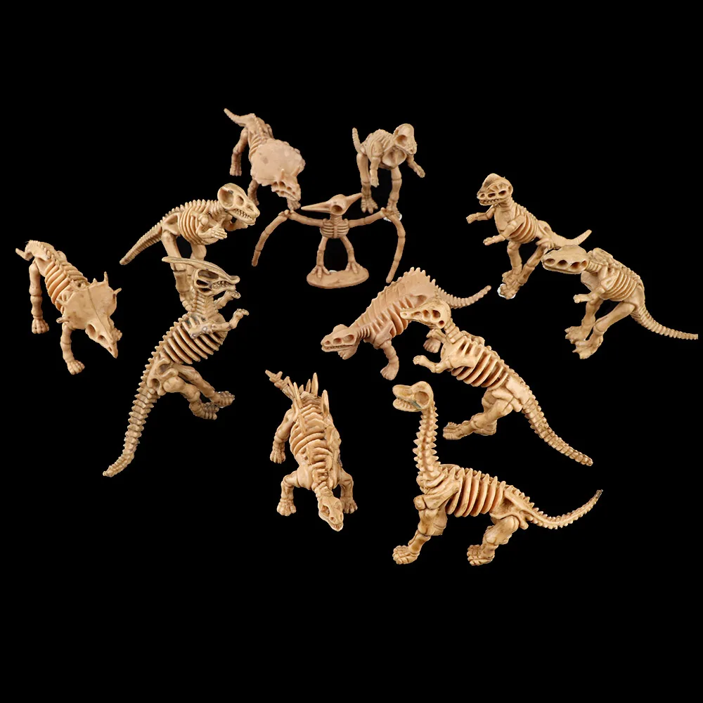 

12Pcs Various Simulation Dinosaurs Skeleton Set Plastic Play Toys Small Tyrannosaurus Blocks Model Best Gift For Children