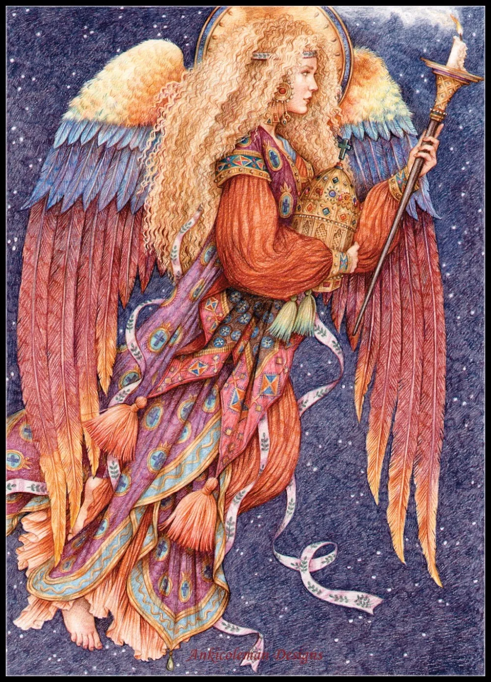 

Embroidery Counted Cross Stitch Kits Needlework - Crafts 14 ct DMC Color DIY Arts Handmade Decor - Torch Angel