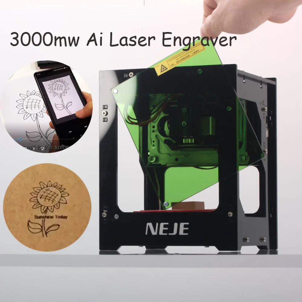

NEJE 3000MW Ai Laser Engraver-4pin-TTL/PWM Control-445nm-6000mah polymer lithium battery-cnc router