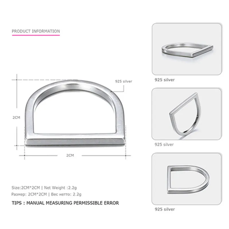 CC чистое 925 Серебряное кольцо для женщин простой дизайн минимальное офисное кольцо модное ювелирное изделие Anillos Женские аксессуары CC4002