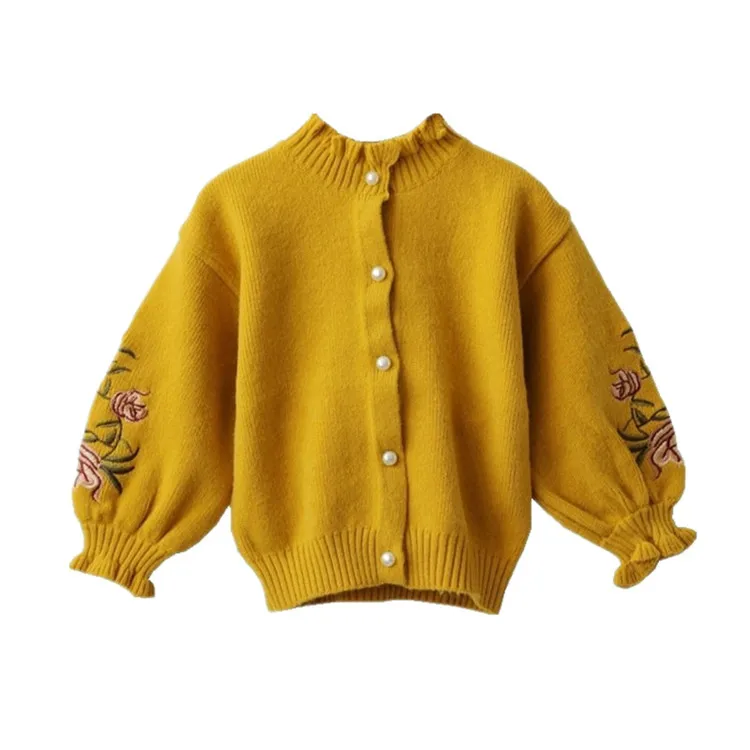 3 - 8 years girls cardigan sweaters children knitted sweater clothes winter autumn flowers embroidered kids sweater for girls 750