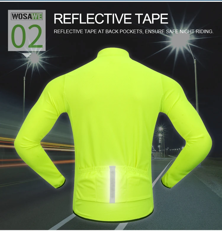 WOSAWE Spring Summer Men Cycling Clothes Sets 4 Color Pullover Sweatshirt Gel Reflective Jersey Pants Suit Bike Bicycle Clothing