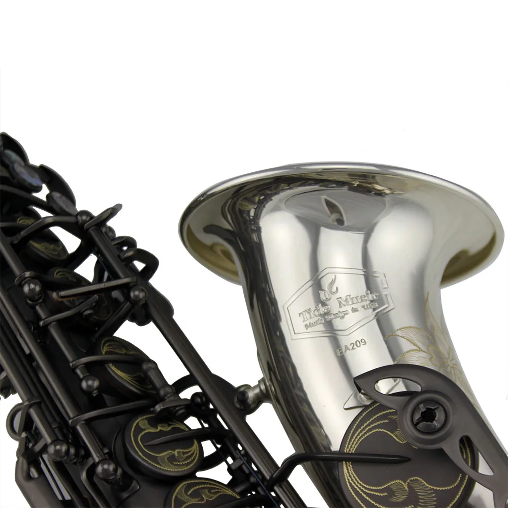 Высококлассный Профессиональный матовая черная тело серебряный колокол альт саксофон