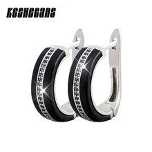 Новые керамические круглые серьги-гвоздики с топом AAA CZ, модные черно-белые Кристальные u-образные серьги для женщин, подарок, никель