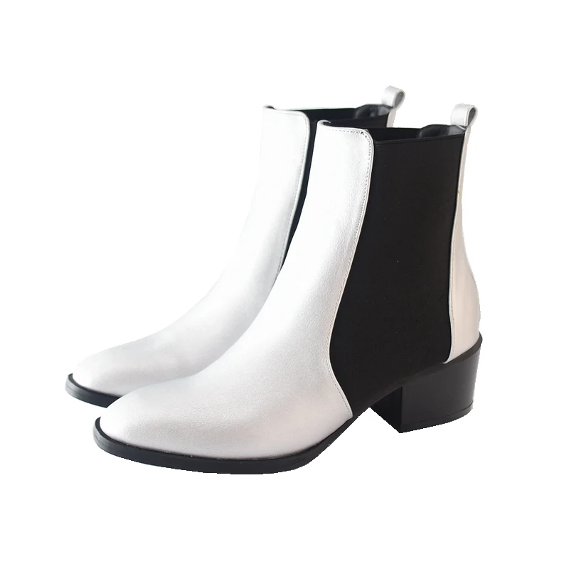 

Handsome Chelsea Small White Boots Simple And Light Mix And Match British Street Short Boots