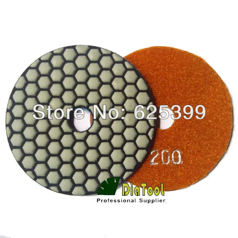 DIATOOL 4pcs/pk 4" Grit 200# Diamond flexible Dry Polishing Pad For Granite Marble Dia 100mm Sanding Disc Professional quality