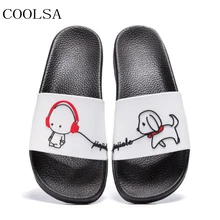 COOLSA/мужские летние домашние тапочки с героями мультфильмов; Домашние Нескользящие тапочки из ПВХ для ванной; пляжные вьетнамки с собачкой; мужские шлепанцы
