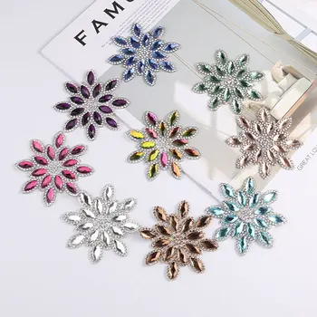 

1pc/lot Crystal flower Patches Motif Hotfix Rhinestone Applique for clothes/bag/shoes Gems,kids women Garments Accessories