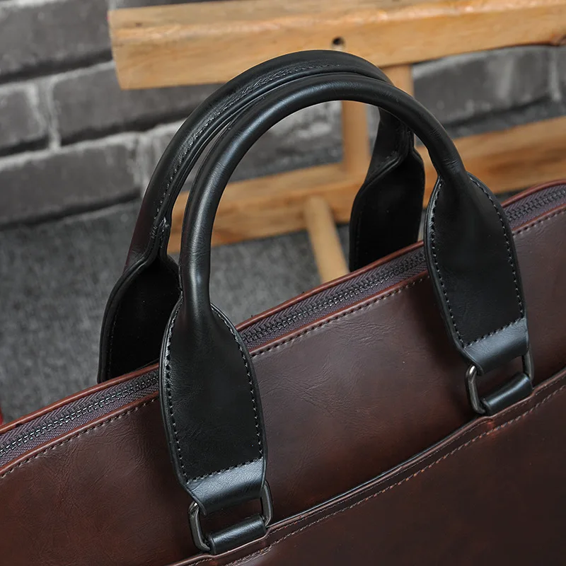 Винтажный Мужской портфель деловая офисная сумка Crazy horse кожаная сумка через плечо для 13 "ноутбука мужские сумки через плечо 173