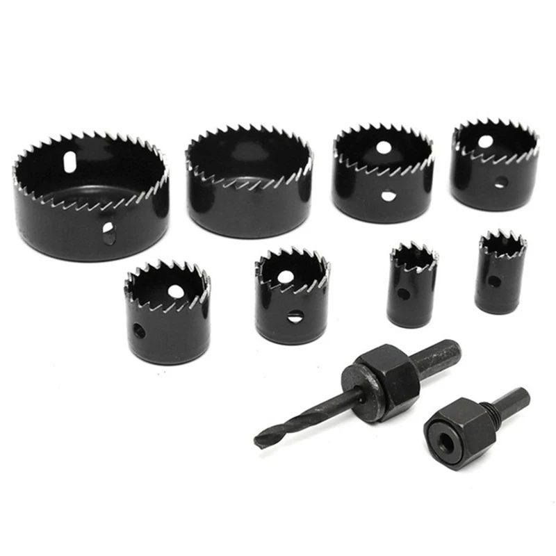 

8 Pieces Wood Alloy Iron Cutter Bimetal Hole Saw Drill Bit Kit with Hex Wrench Black/red/yellow