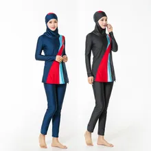 Мусульманин Консервативная Купальник солнцезащитный крем Исламской женские купальники скромные купальники мусульманские плавательный пляжная одежда moslim badpak