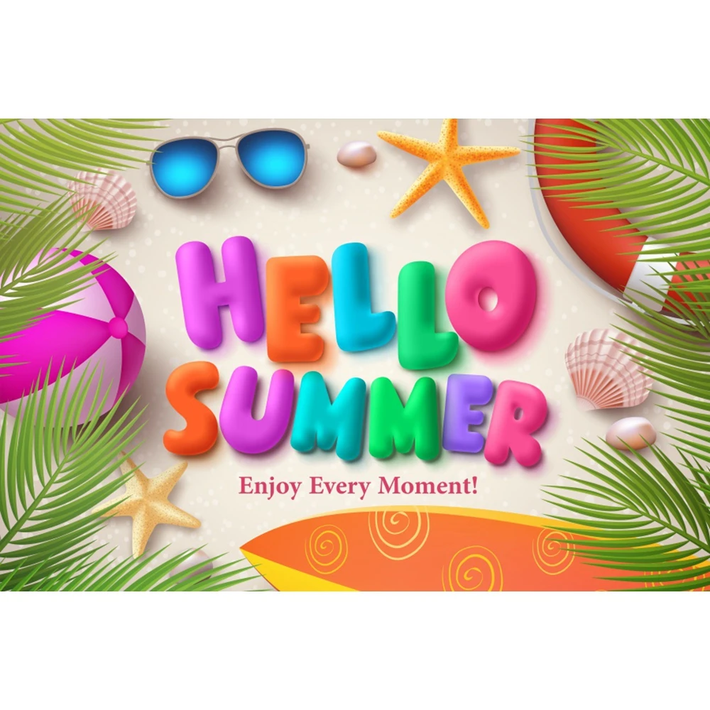 

Yeele Summer Tropical Plant Conch Sunglass Starfish Photography Background Customized Photographic Backdrops for Photo Studio