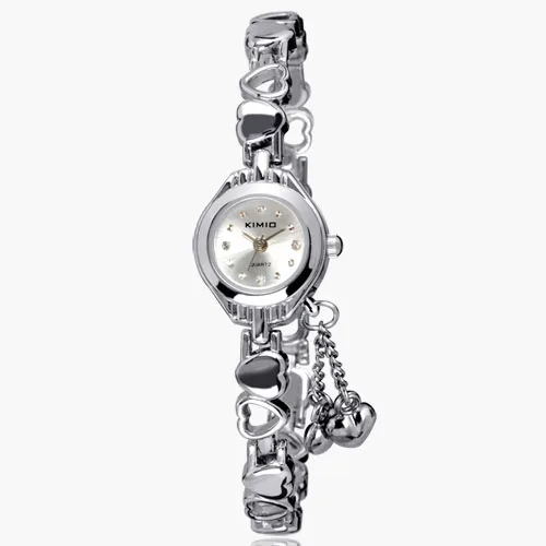 KIMIO, женские часы-браслет, женская одежда с кисточками, кварцевые часы, часы с полым сердечком, стальной ремешок, наручные часы, Montre Femme - Цвет: white watch