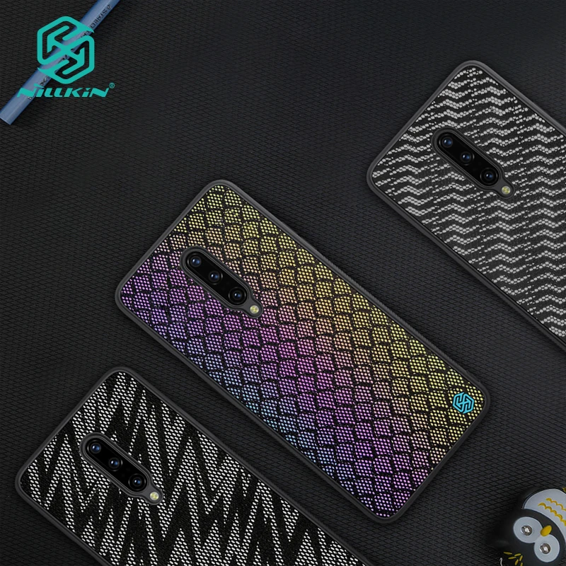 

NILLKIN Case for OnePlus 7 Pro Woven Polyester Mesh Shell Colored Glitter Holographic Gradient Reflective Case