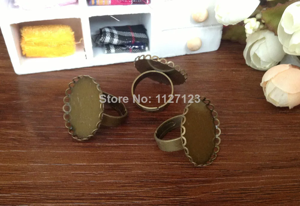 

Free ship!!!200piece 25mm Ring base with round lace edged cabochon mountings