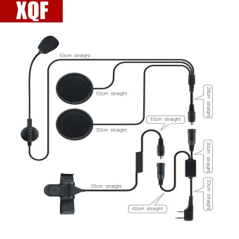 XQF 2 Pin PTT мотоциклетный шлем гарнитура для BAOFENG UV-5R двухстороннее радио CB Ham радио наушники