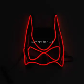 

10 Colors Choice Sound activated Cool Batman Halloween Mask EL Wire LED Neon light Rope Party Mask Powered by 2-AA batteries