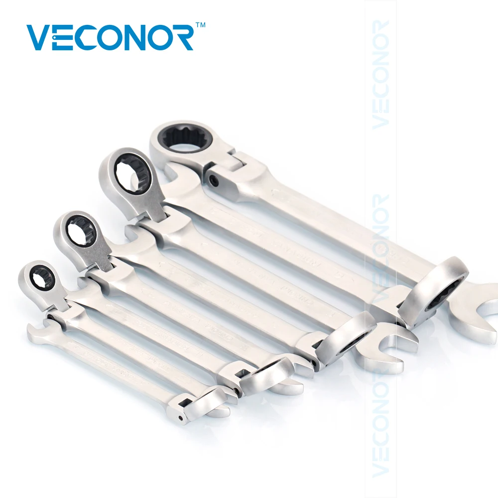 8-21mm Ratchet Wrench Set Flexible Head Multitool Dull Polish Ratcheting Spanners Set of Tools With Plastic Rack Pack
