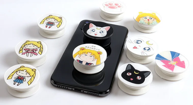 1pc cute Universal Phone Stand Sailor Moon Gasbag Bracket Telescopic Expanding Finger cute phone Holder Creative figure toys