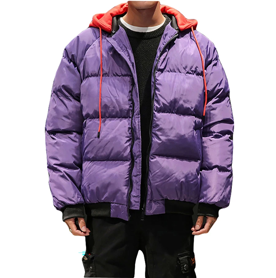 

Hooded Short Parka Men Hip Hop Street Fashion Snowy Bright Silver Padded Jacket Mens Winter Parkas Glitter Male Overcoat Coat
