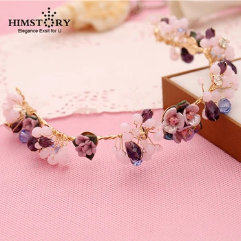 

Purple Flower Hair Bands Wedding Hair Accessories Crystal Handmade Bridal Hair Jewelry Women Headbands Hair Ornament Accessories