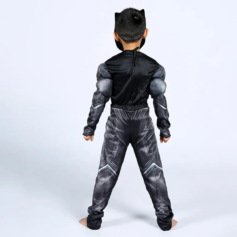 Avengers Kids Black Panther Muscle Cosplay Costume Captain America Civil War Movie Black Panther Fancy Dress Christmas Gift 