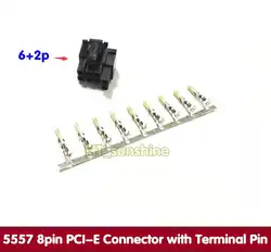 6 + 2PIN 8 Булавки мужской Корпус для PC компьютер atx видеокарта GPU pci-e PCIe Мощность разъем В виде ракушки раздвижные Rail 5557 терминалы pin