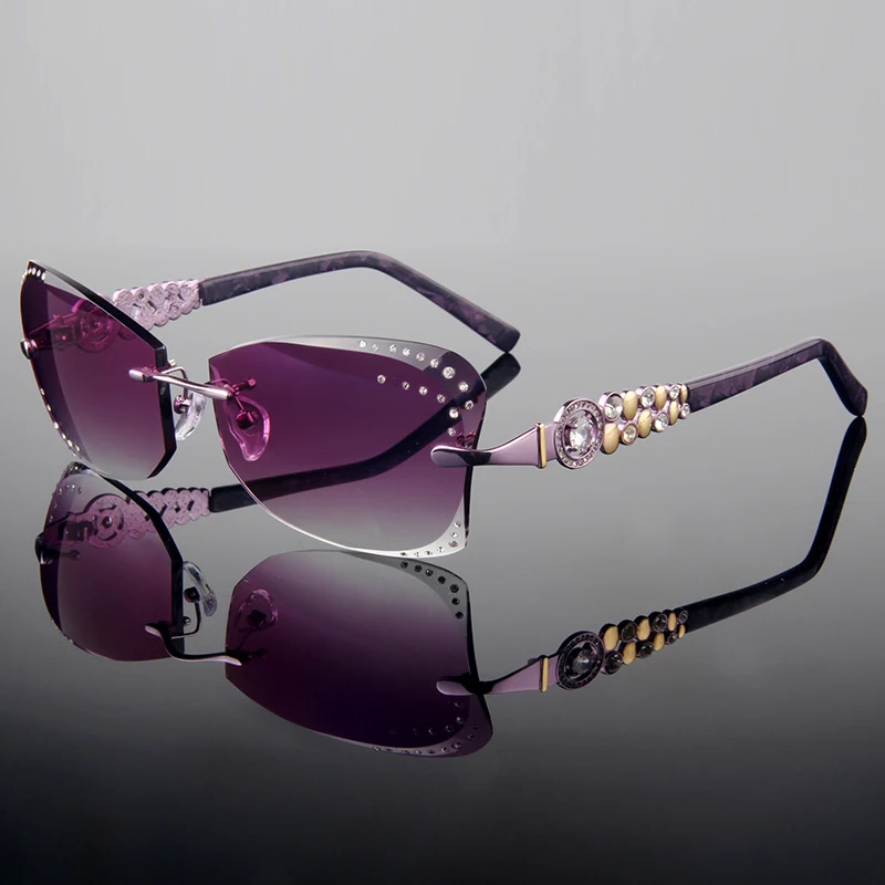 estilo Del Verano recorte cuttin sin montura moda mujeres Completo Marco de gafas de sol con Diamantes de Imitación la Púrpura|sunglass fashion|fashion networksunglass rack - AliExpress