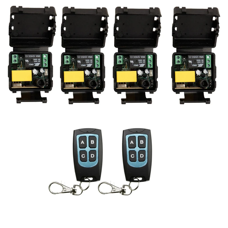 

AC 220 V 1CH 1 channel RF mini Wireless Remote Control 4 * Receiver & 2 * transmitter home intelligent power system 315/433 MHZ