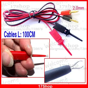 

1 pairs Gold 2 mm banana plug to Test Hook Clip Cable FOR Test Probes IC SMD SMT