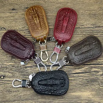 

Men Women Leather Car Key Chain Ring Keychain Case Holder Zipped Bag Purse Pouch