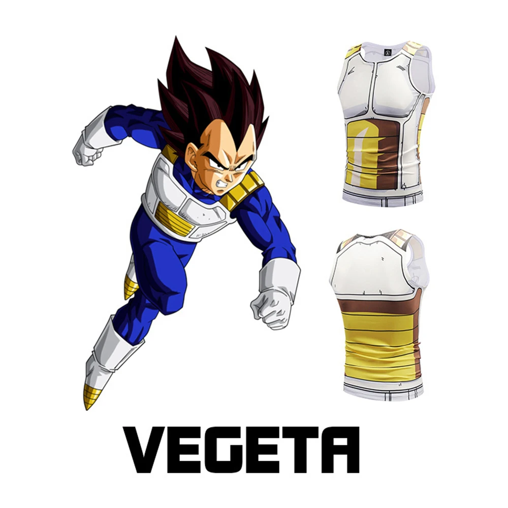 

Summer digital anime 3D Vegeta printing muscle vest youth student sports vest jacket cosplay anime costume