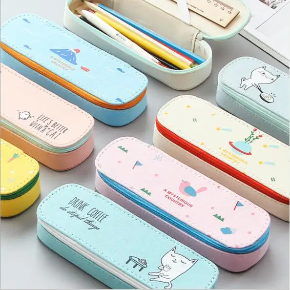 

Creative Kawaii Cartoon Canvas Children's Pencil Case Students Pencil Storage Organizer Box School Office Stationery
