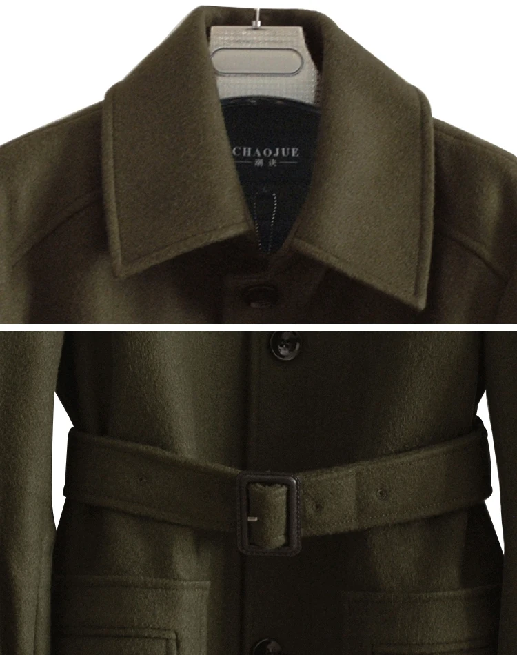 CHAOJUE Марка Европа Однобортный Армейский зеленый шерстяное пальто для мужчин в британском стиле модные повседневные серые шерстяные пальто