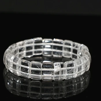 

Natural white crystal chalcedony stone jades rectangle beads 9*15mm manual bracelet women jewelry 7.5inch B1684