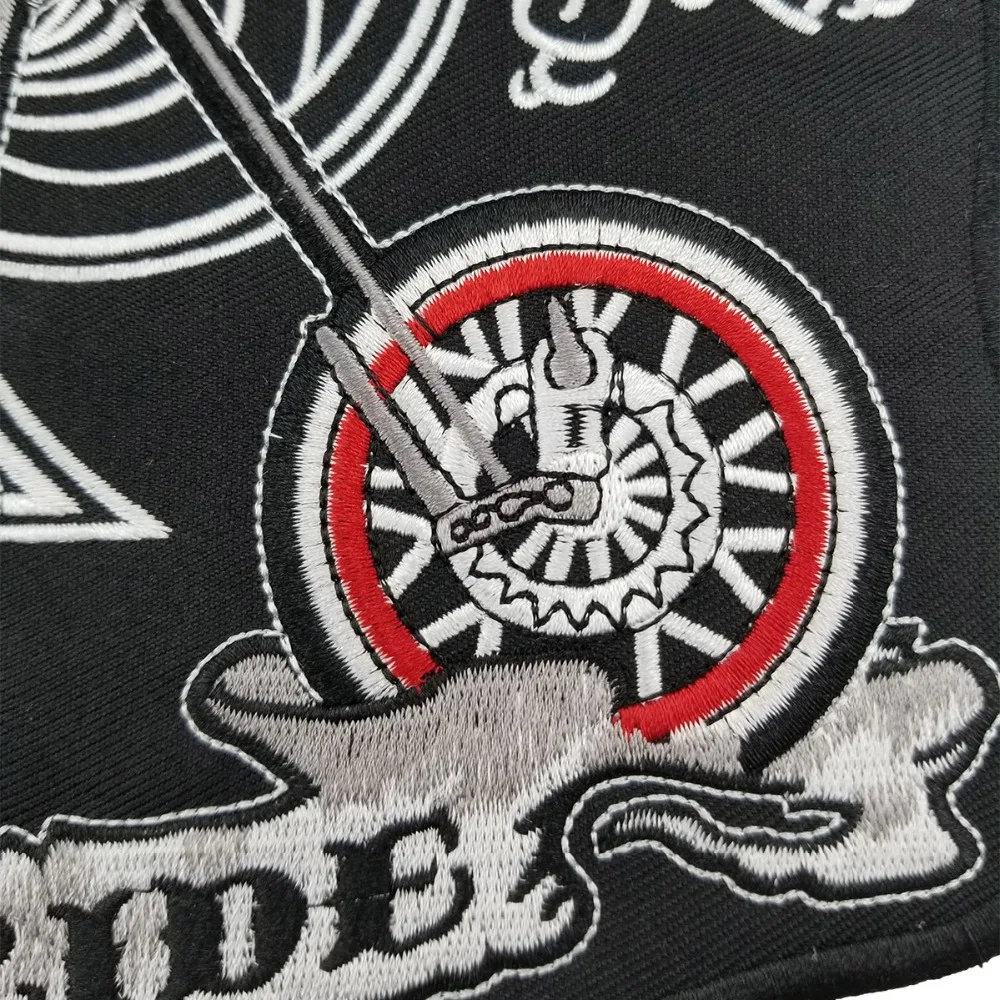 T170613 (2)0.5 inches LUCKY 7 Huge Embroidery Biker Patches for Jacket Back MC PUNK Badge Custom From Chinese Big Factory