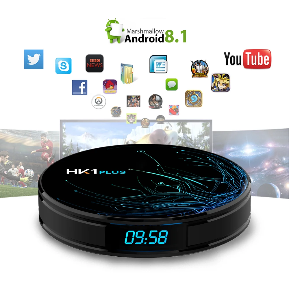 

Android 8.1 TV Box HK1 Plus Amlogic S905X2 Smart TV Box 16/32/64GB Dual Wifi 2.4/5G support 4K Youtube IPTV Media player