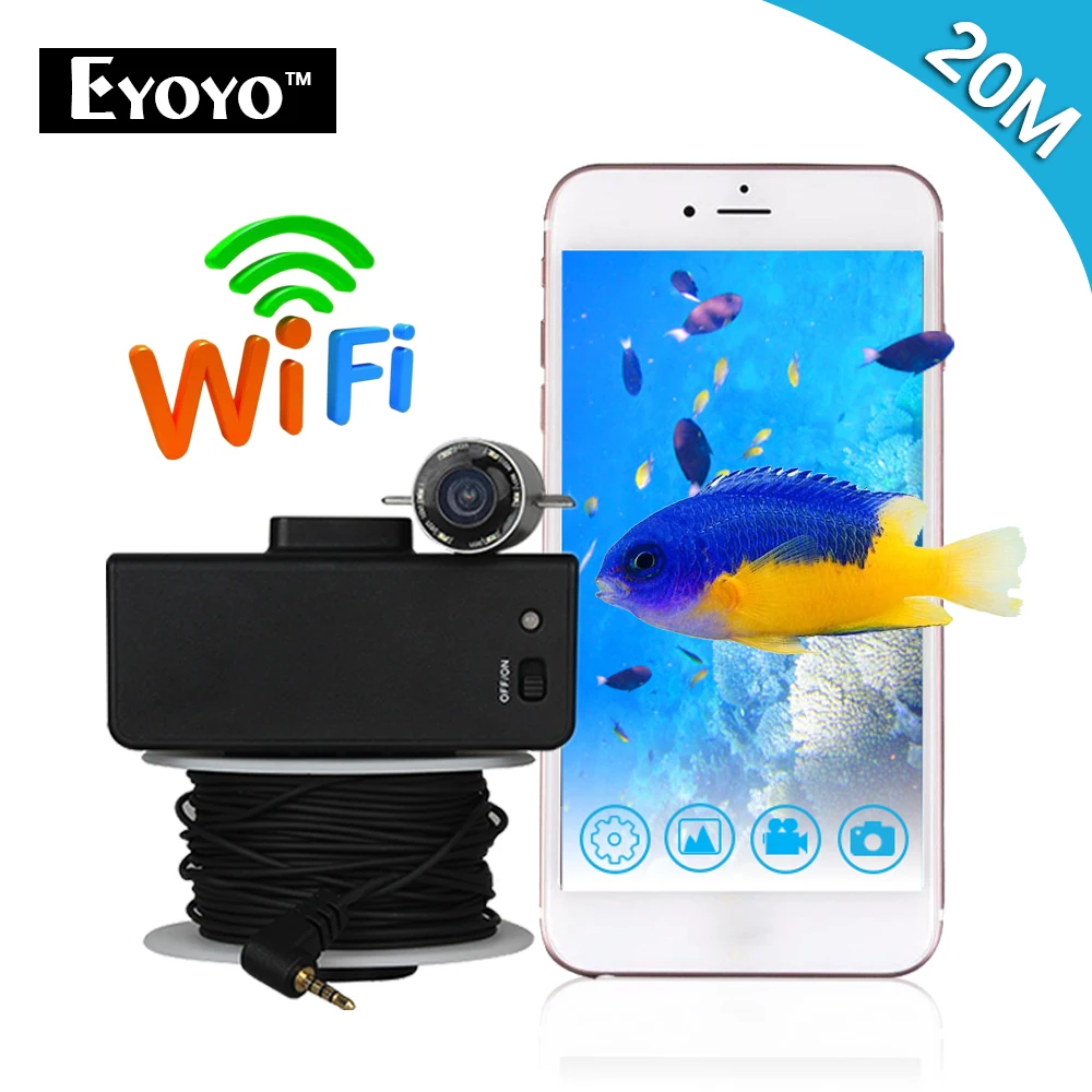 

Eyoyo WIFI Wireless 20M Underwater Fishing Camera Portable Fish Finder Video Recorder IR LED Spring Ice Fishing for Lakers