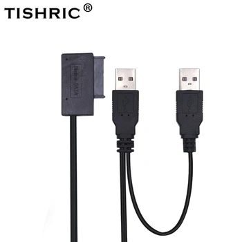 

TISHRIC USB 2.0 to 7 6 13Pin Slimline SATA Adapter Cable External Power for Laptop Mini CD-ROM DVD-ROM Converter