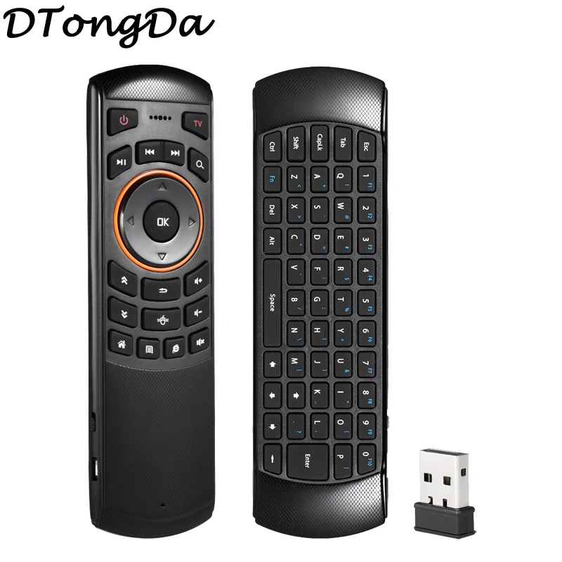 

DtongDa Mini 2.4GHz Wireless QWERTY Keyboard Air Mouse Handheld Remote Control 6 Gxes Gyroscope for Mini PC TV Box