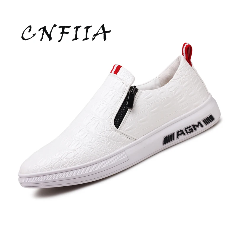 CNFIIA الأحذية الجلدية الرجال تزلج الأحذية مصمم أحذية رياضية 2018 الخريف الأسود الأحمر الأبيض مصمم أحذية الانزلاق على الأزياء الفاخرة العلامة ال...