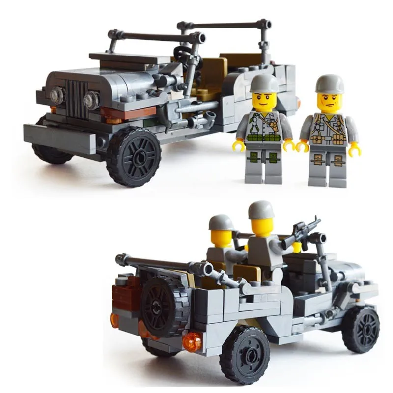 

Century Military US Willys MB Jeep Airborne Force Building Block WW2 Classic Mini Military Vehicle Model Kazi KY82007
