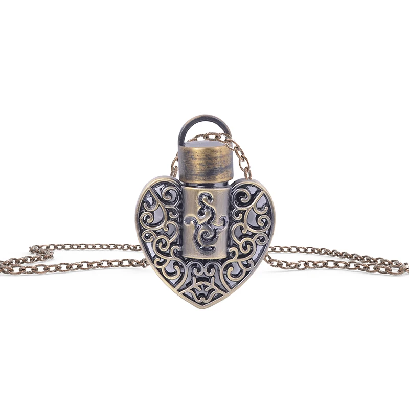 MUB-Heart Shaped Подвеска флакон духов для дам древний стиль Сплав флаконы духов ожерелье с коробкой