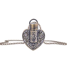 MUB-Heart Shaped Подвеска флакон духов для дам древний стиль Сплав флаконы духов ожерелье с коробкой