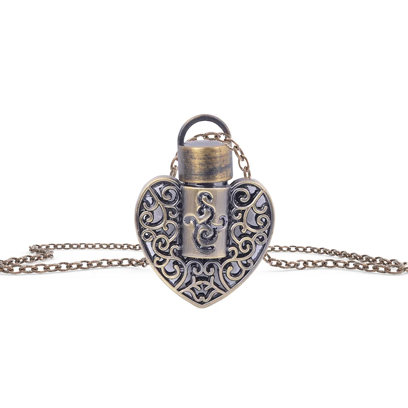 

MUB - Heart Shaped Pendant Perfume Bottle For Ladies Ancient Style Alloy Perfume Bottles Necklace With Box