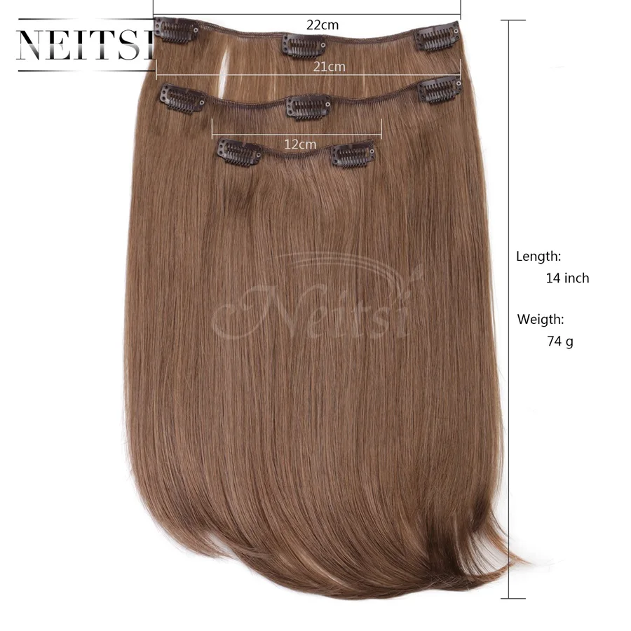 Neitsi 14 ''3 шт./компл. 75 г клип на синтетические волосы для наращивания прямые шиньоны светло-блонд 550